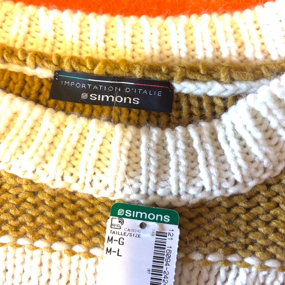 Fall earthy colors textured stripes touch of wool soft sweater made in Italy NWT - Picture 9 of 11